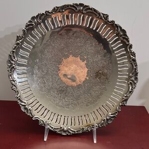 Vintage Old English Reproduction E P on Copper Serving Tray Plate 10"